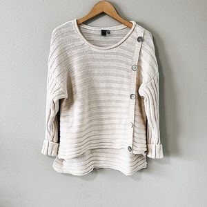 Shannon Passero Cream/Off White High/Low Chunky Oversized Sweater Medium